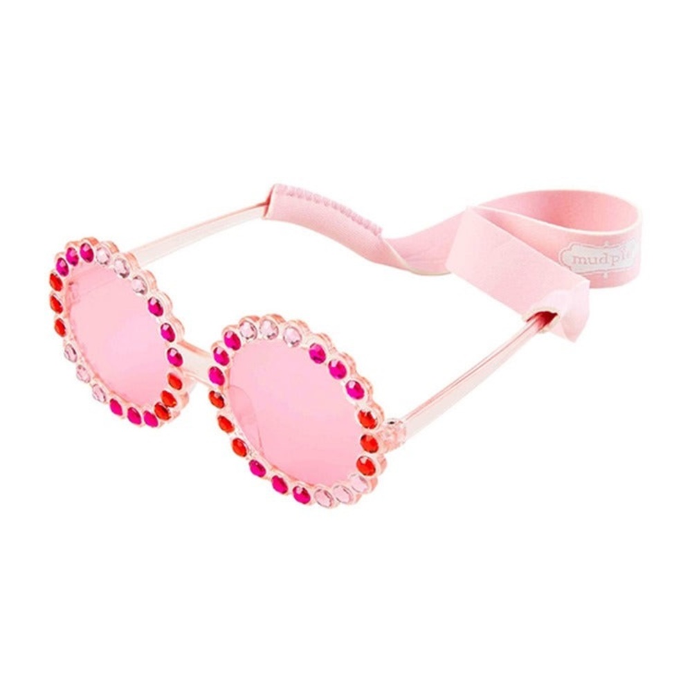 Mud Pie Red Pink Round Sunglasses with Strap Age 2-5